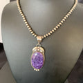 Navajo Pearls Necklace with Purple Sugilite Pendant | Sterling Silver | Authentic Native American Handmade | 10911