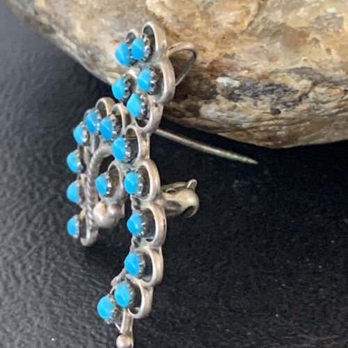 Navajo Zuni Turquoise Pin Pendant | Sterling Silver | Authentic Native American Handmade | 10708