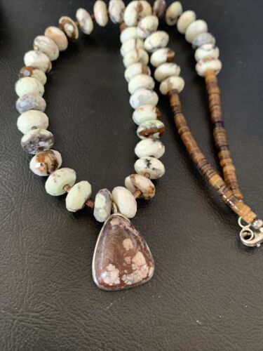 Navajo Wild Horse Turquoise Necklace | Sterling Silver | 21" | Authentic Native American Handmade | 12499