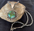 Navajo Green Sonoran Gold Turquoise Pendant | Sterling Silver | Authentic Native American Handmade | 687