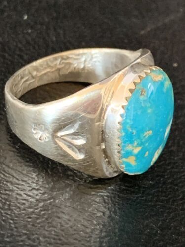 Navajo Blue Kingman Turquoise Ring | Sterling Silver | Sz 10 | Authentic Native American Handmade | 14150