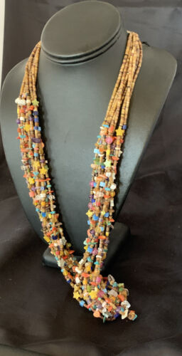 Southwestern Santo Domingo Red Coral Blue Turquoise Necklace | 28" | Authentic Native American Handmade | 12455