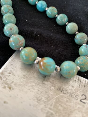 Native American Navajo Pearls Royston Turquoise Necklace | Sterling Silver | 20" | 1379