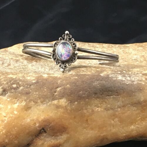 Navajo Pink Opal Cuff Bracelet | Sterling Silver | Authentic Native American Handmade | 10268