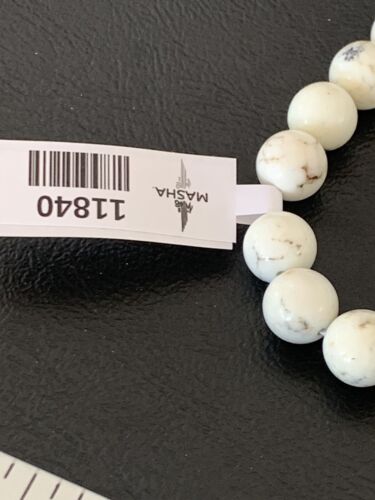 Native American Handmade White Howlite Bead Bracelet | 10mm Round | Stretchable | 11840
