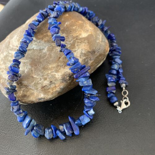 Native American Men's Navajo Lapis Nuggets Necklace | Sterling Silver | 20" | 14412