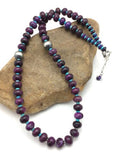 Navajo Purple Sugilite & Turquoise Bead Necklace | Sterling Silver | 27" | Authentic Native American Handmade | 4061