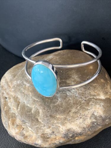 Southwestern Women's Blue Larimar Cuff Bracelet | Sterling Silver | Handmade | 14068