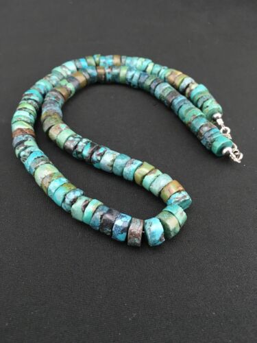 Southwestern Turquoise Heishi Bead Necklace | Sterling Silver | 10mm | 20" | 1152