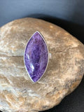 Navajo Purple Charoite Ring | Sterling Silver | Sz 7.5 Adjustable | Authentic Native American Handmade | 10529