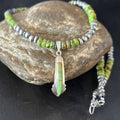 Navajo Green Turquoise Pendant Necklace | Sterling Silver | 22" | Authentic Native American Handmade | 14612