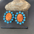 XXL Blue Kingman Turquoise Spiny Oyster Earrings | Sterling Silver | 2" | 1574