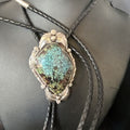 Bolo Tie | Blue Spiderweb Turquoise | Sterling Silver | Navajo | Handmade Southwestern Jewelry | 14255