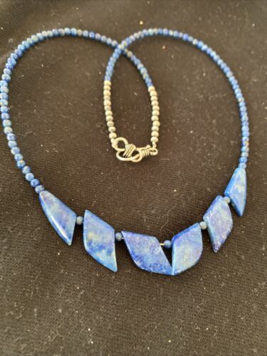 Navajo Blue Lapis Lazuli Minimalist Necklace | Sterling Silver | 18" | Authentic Native American Handmade | 01372