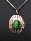Navajo Green Turquoise Pendant Necklace | Sterling Silver | Native American Handmade | 19" | 8956
