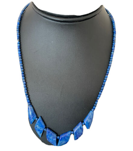 Navajo Blue Lapis Lazuli Minimalist Necklace | Sterling Silver | 18" | Authentic Native American Handmade | 01372