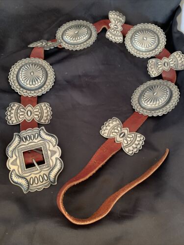 Native American Sterling Silver Navajo Concho Belt | Authentic Handmade | 12135 - Masha USA