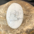 Adjustable Women's Navajo White Howlite Ring | Sterling Silver | Sz 8 | 11723