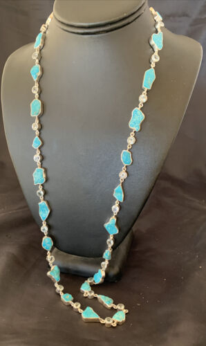 Navajo Blue Kingman Turquoise Topaz Pendant Necklace | Sterling Silver | 30" | 11782