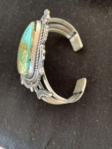 Navajo Royston Turquoise Cuff Bracelet | Sterling Silver | Authentic Native American Handmade | 1164