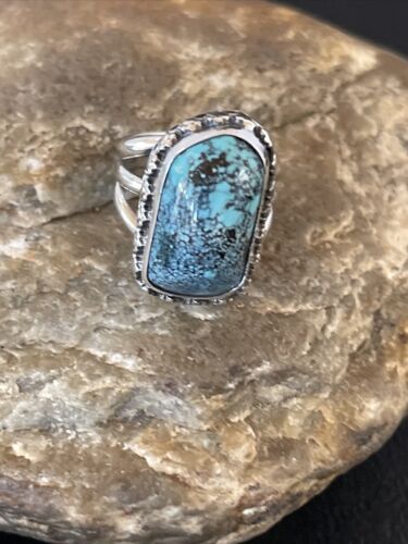 Navajo Blue Spiderweb Turquoise Ring | Sterling Silver | Sz 6 | Authentic Native American Handmade | 10304