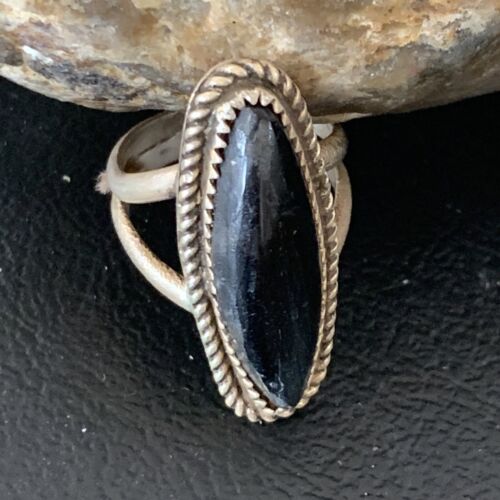 Navajo Black Onyx Ring | Sterling Silver | Sz 6 | Authentic Native American Handmade | 11954