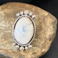 Navajo White Buffalo Turquoise Ring | Sterling Silver | Sz 7.5 | Authentic Native American Handmade | 13354