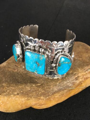 Native American Ithaca Peak Turquoise Men's Bracelet | Sterling Silver | 8816