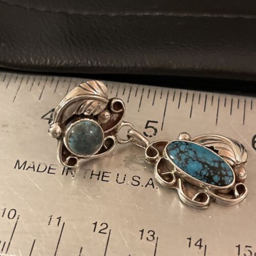 Handmade Navajo Spiderweb Turquoise Dangle Earrings | Sterling Silver | Authentic Native American | 2026