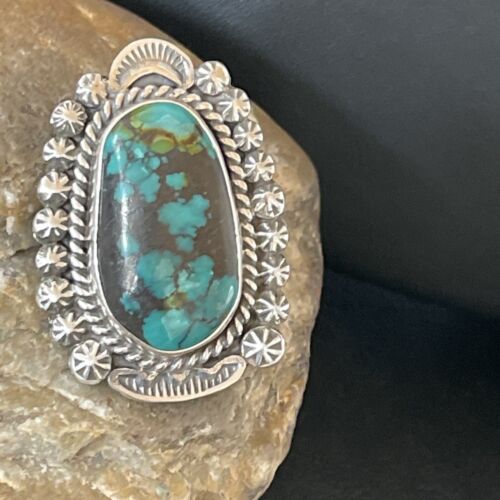 Navajo Blue Spiderweb Turquoise Ring | Sterling Silver | Sz 6.5 | Authentic Native American Handmade | 10511