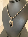 Navajo Pearls Black Onyx Necklace | Sterling Silver | Authentic Native American Handmade | 1904