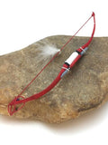 Native American Red Leather Bow Model Car Charm Dangle | Navajo Handmade | 6.5" | 8891