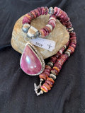 Navajo Pearls Purple Spiny Oyster Pendant Necklace | Sterling Silver | Native American Handmade | 4151