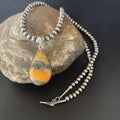 Navajo Bumblebee Jasper Pendant Necklace | Sterling Silver | Authentic Native American Handmade | 12729