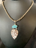 Navajo Pearl Wild Horse Kingman Turquoise Necklace Pendant | Authentic Native American Sterling Silver | Multi-Stone | 11811