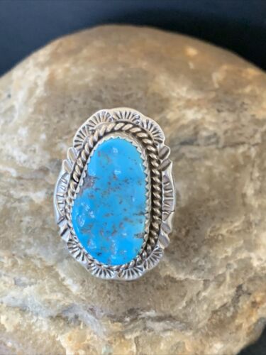 Southwestern Navajo Blue Kingman Turquoise Ring | Sterling Silver | Sz 7 | 12207