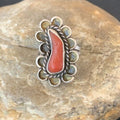 Native American Old Pawn Navajo Red Coral Ring | Sterling Silver | Sz 6 | 10369