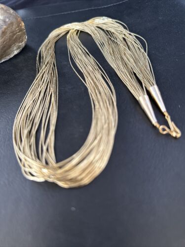 Southwestern Liquid Gold Heishi Necklace | 30 Strands | Sterling Silver Tubes | 30" | 14711