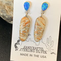 Navajo Snake Swirl Earrings | Orange Spiny Oyster Opal Inlay | Sterling Silver | Native American Handmade | 12022