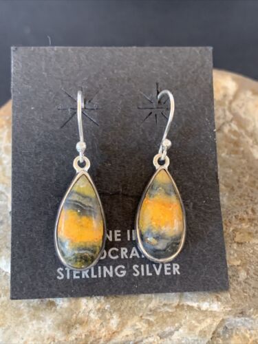 Native American Navajo Bumblebee Jasper Earrings Set | Sterling Silver | Handmade | 1560