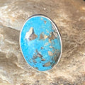Navajo Blue Turquoise Adjustable Ring | Sterling Silver | Sz 8.5 | Authentic Native American Handmade | 14036
