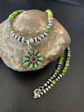Navajo Green Gaspeite Turquoise Multi-Stone Pendant | Authentic Native American Sterling Silver | 12264