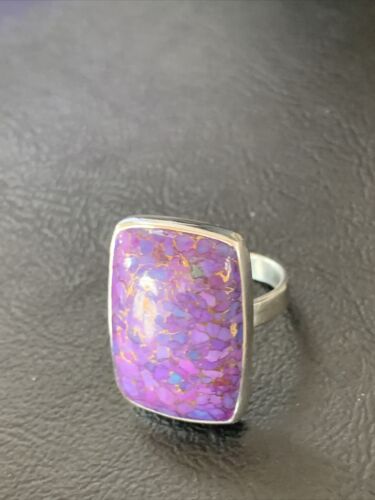 Adjustable Navajo Purple Mojave Turquoise Ring | Sterling Silver | Sz 9 | 11603