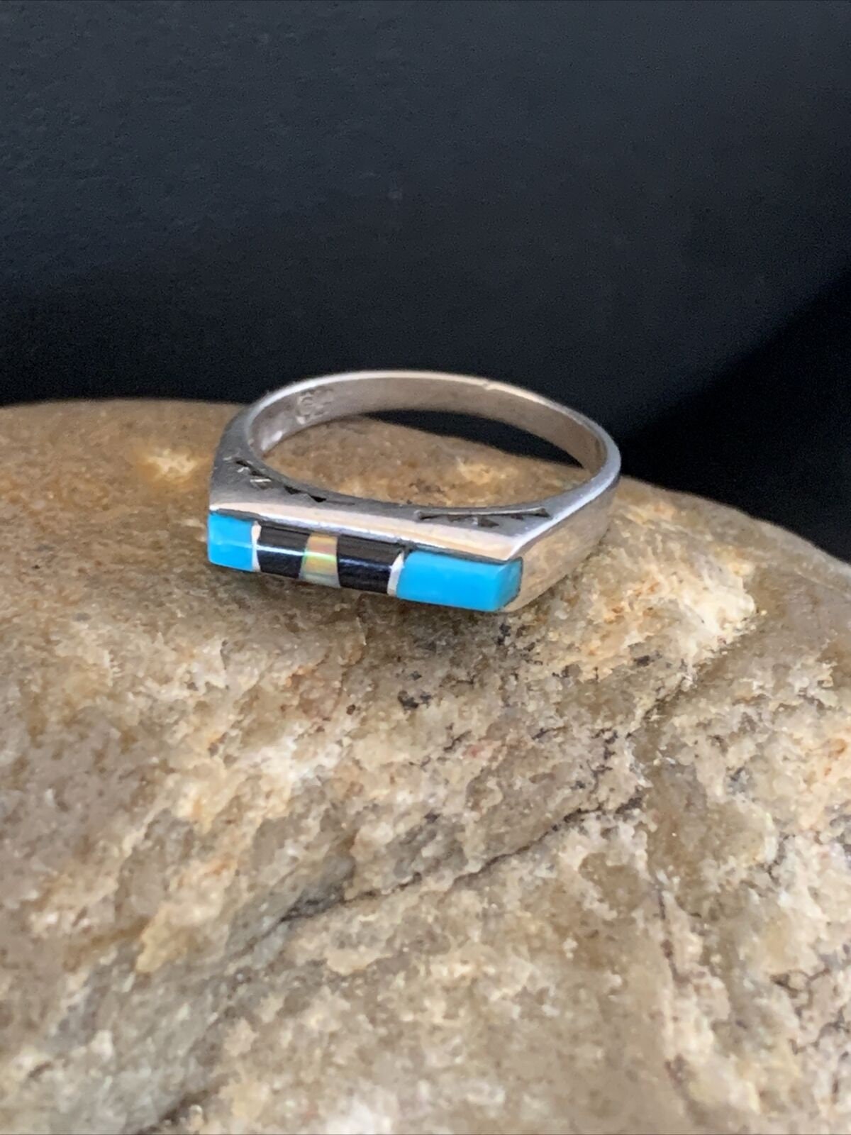 Native American Navajo Blue Lapis Turquoise Opal Inlay Ring | Sz 6 | 11145 - Masha USA