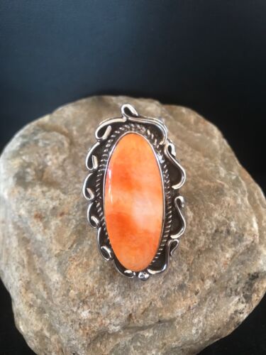Men's Navajo Spiny Oyster Ring | Sterling Silver | Sz 8.5 | Authentic Native American Handmade | 8150