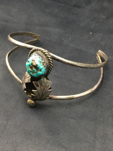 Navajo Blue Turquoise Bracelet | Sterling Silver | Authentic Native American Handmade | 4416