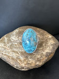 Navajo Sterling Silver Blue Kingman Turquoise Ring | Sz 10.5 | Authentic Native American Handmade | 14699