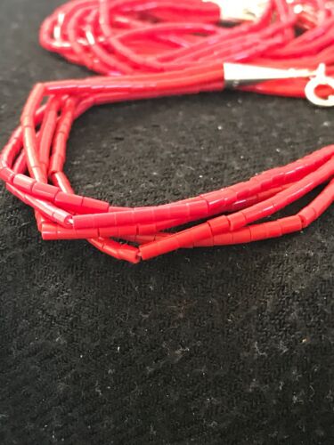 Navajo Red Stabilized Coral Liquid Heishi Sterling Bracelet | 5-Strand | 7" | 13607