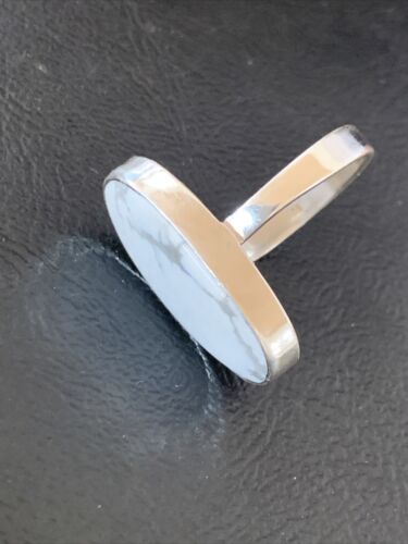 Navajo White Howlite Ring | Sterling Silver | Sz 10.5 | Authentic Native American Handmade | 11613