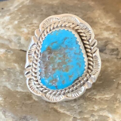Navajo Blue Kingman Turquoise Ring | Sterling Silver | Sz 7 | Authentic Native American Handmade | 12957